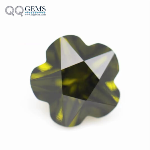 Peridot/dark Peridot Flower Cut Cubic Zirconia Loose Gemstone Synthetic Flower Shape CZ Stones