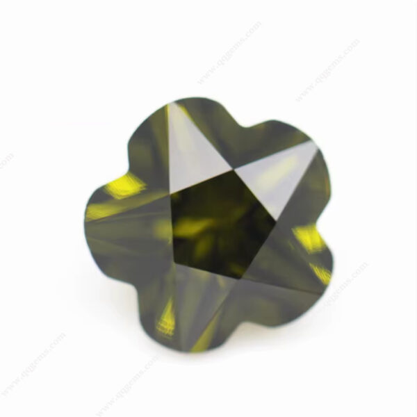 Peridot/dark Peridot Flower Cut Cubic Zirconia Loose Gemstone Synthetic Flower Shape CZ Stones - Image 3