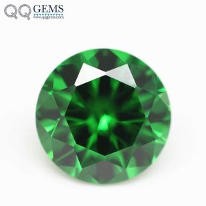 Round Shape Brilliant Cut Light Green/emerald Green 5A Cubic Zirconia Loose Gems