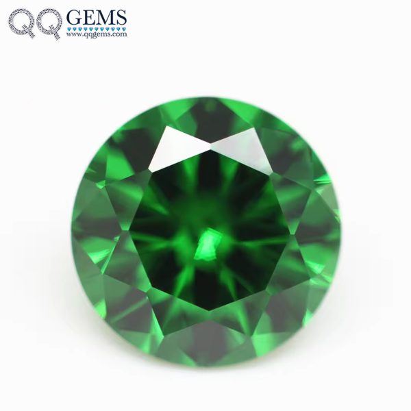Round Shape Brilliant Cut Light Green/emerald Green 5A Cubic Zirconia Loose Gems
