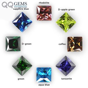 Multi-color square Shape Princess Cut Cubic Zirconia Loose Gemstones Synthetic square Cut CZ Stones
