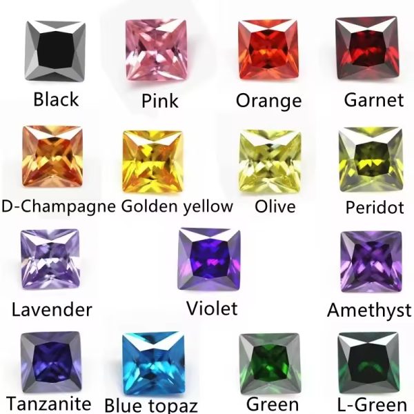Golden Yellow Princess Cut square Cubic Zirconia Gemstones Synthetic square Cut CZ Stones - Image 6