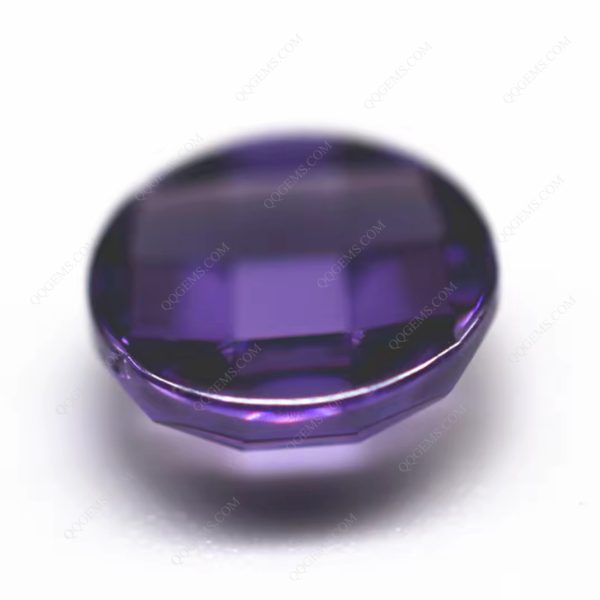 Round Flat Back Checker Board Cut Amethyst/dark Amethyst Cubic Zirconia Loose Gemstone - Image 5