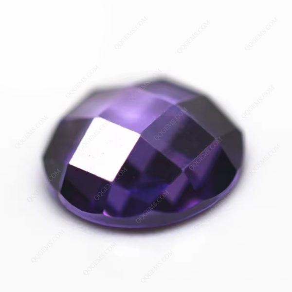 Round Flat Back Checker Board Cut Amethyst/dark Amethyst Cubic Zirconia Loose Gemstone - Image 6