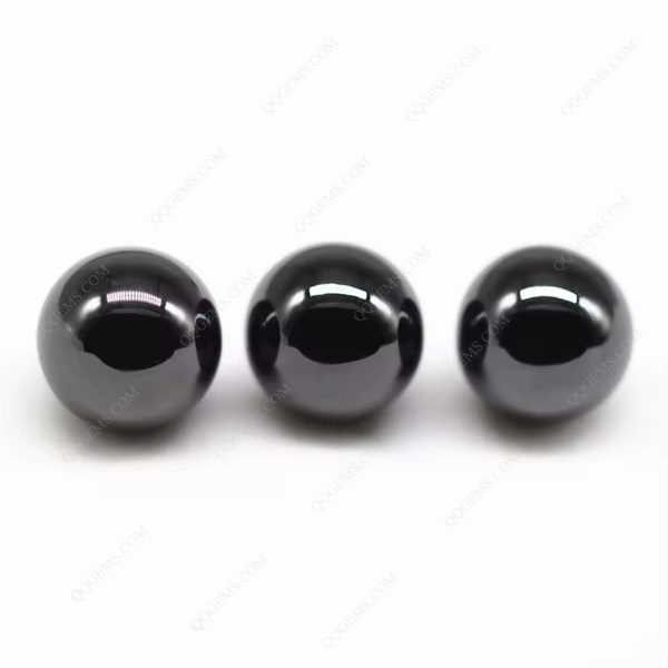 Black Cubic Zirconia Loose Gemstones Synthetic Round Ball Shape CZ Stones - Image 5