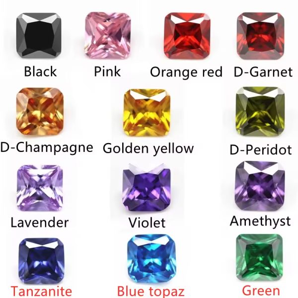 Champagne/D-champagne square Cut Corner Shape Cubic Zirconia Gemstones - Image 6