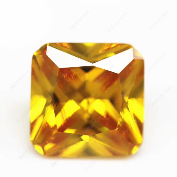 Golden Yellow Octagon square Cut Corner Cubic Zirconia Gemstones - Image 2