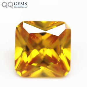 Golden Yellow Octagon square Cut Corner Cubic Zirconia Gemstones