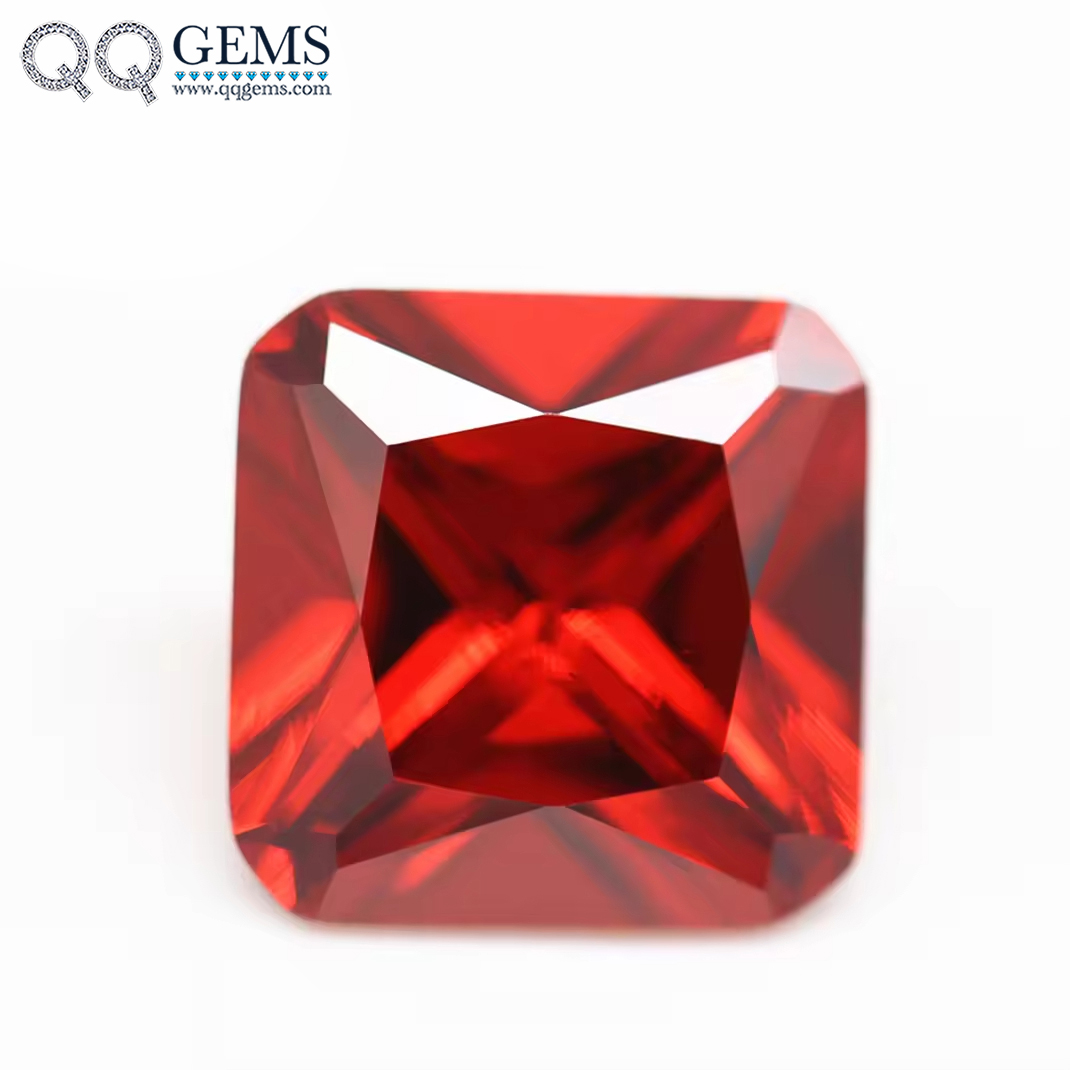 range/orange Red square Cut Corner Octagon Cubic Zirconia Loose Gemstone Synthetic square Shape Cut