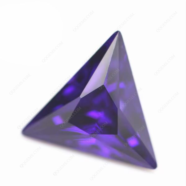 Violet Triangle Cut Cubic Zirconia Loose Gemstone Synthetic Diamond Cut Triangle Shape CZ Zirconia Stones  - Image 5