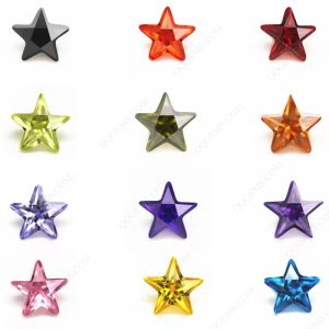 White and Multi Color Five Pointed Star Cut Cubic Zirconia Loose Gemstones Synthetic Faceted Cut Star Shape