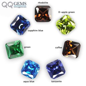 White and Multi Color square Cut Corner Loose Gemstone Synthetic Princess Cut square Corner CZ Stones