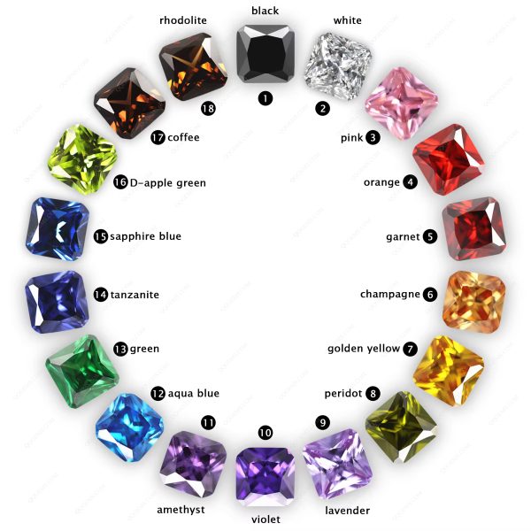 White and Multi Color square Cut Corner Loose Gemstone Synthetic Princess Cut square Corner CZ Stones - Image 5