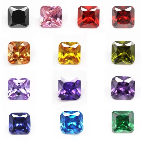 White and Multi Color square Cut Corner Loose Gemstone Synthetic Princess Cut square Corner CZ Stones - Image 8