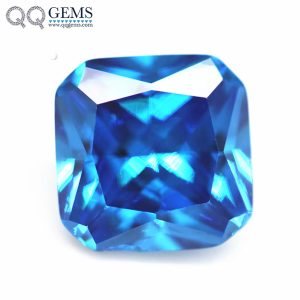Aquamarine/aqua Blue Cubic Zirconia Gemstones Synthetic Princess Cut square Corner Shape CZ
