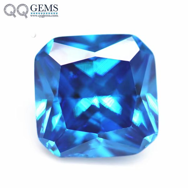 Aquamarine/aqua Blue Cubic Zirconia Gemstones Synthetic Princess Cut square Corner Shape CZ