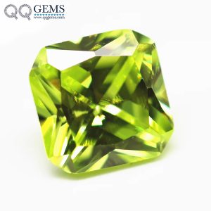 Dark apple Green Color Cubic Zirconia Gemstones Synthetic square Cut Corner Loose CZ Stones 