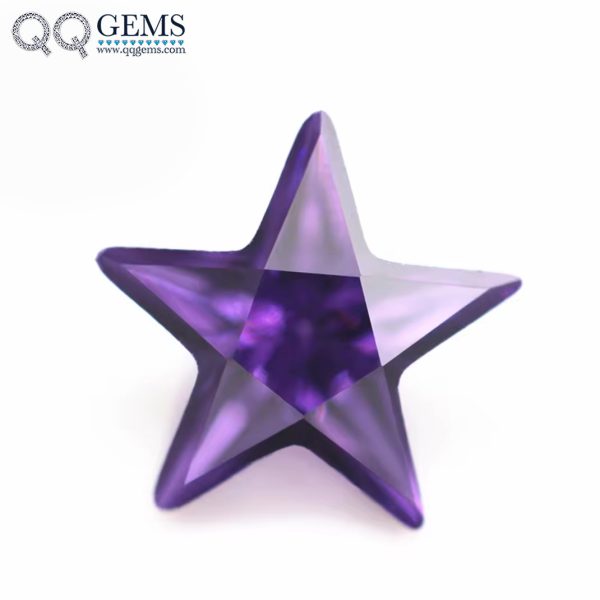 Amethyst/D-amethyst Five Pointed Star Cut Cubic Zirconia Loose Gemstones Star Shape CZ Stones 