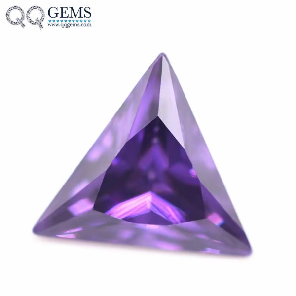 Amethyst/D-amethyst Triangle Cut Cubic Zirconia Loose Gemstones Synthetic Faceted Cut Triangle Shape CZ Stones 