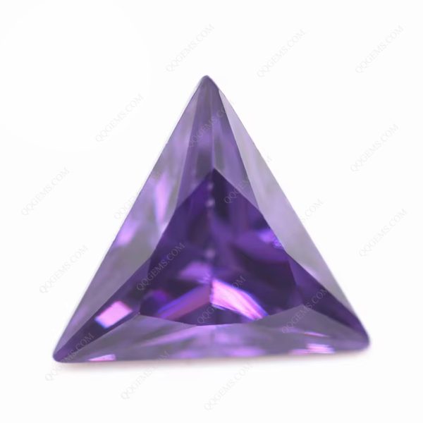 Amethyst/D-amethyst Triangle Cut Cubic Zirconia Loose Gemstones Synthetic Faceted Cut Triangle Shape CZ Stones  - Image 3