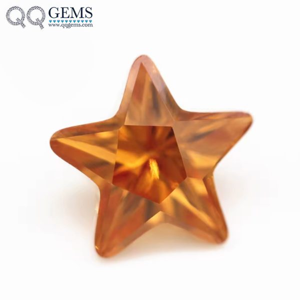 Champagne/D-champagne Star Shape Cut Cubic Zirconia Loose Gemstones Synthetic Five Pointed Star Shape CZ Stones 