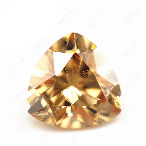 Champagne/D-champagne Trillion Cutting Cubic Zirconia Loose Gemstone Synthetic Faceted Cut - Image 6