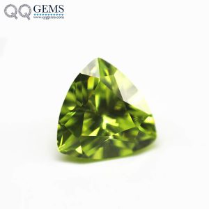 Dark apple Green Cubic Zirconia Loose Gemstones Synthetic Trillion Cut CZ Zircon Stones 