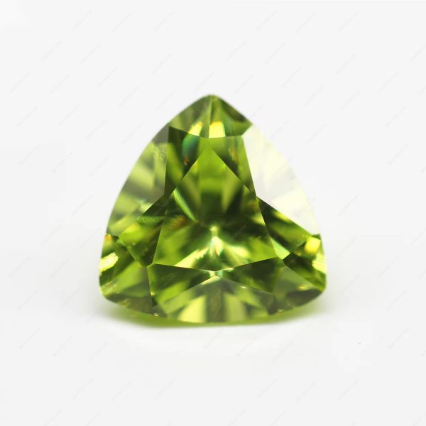 Dark apple Green Cubic Zirconia Loose Gemstones Synthetic Trillion Cut CZ Zircon Stones  - Image 4