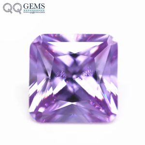 Lavender Color square Corner Cut Shape Cubic Zirconia Loose Gemstones Synthetic Bright Cut