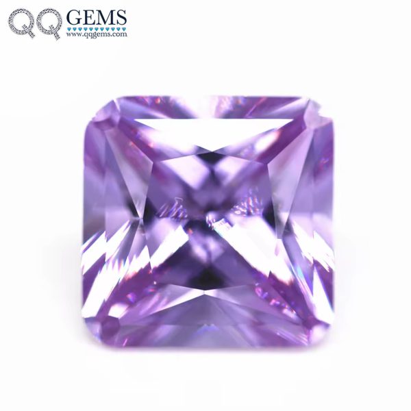 Lavender Color square Corner Cut Shape Cubic Zirconia Loose Gemstones Synthetic Bright Cut