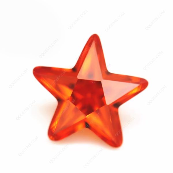 Orange/orange Red Five Pointed Star Cut Cubic Zirconia Loose Gemstones Synthetic Diamond - Image 2