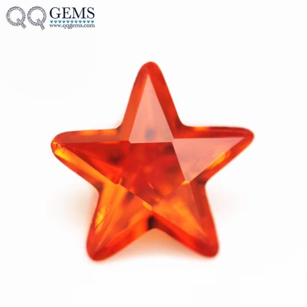Orange/orange Red Five Pointed Star Cut Cubic Zirconia Loose Gemstones Synthetic Diamond