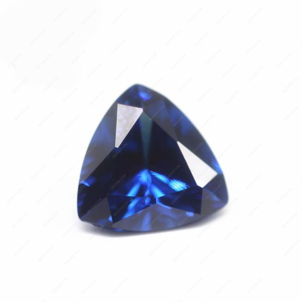 Sapphire Blue Color Cubic Zirconia Loose Gemstones Synthetic Bright Cut Trillion Shape CZ Stones  - Image 4