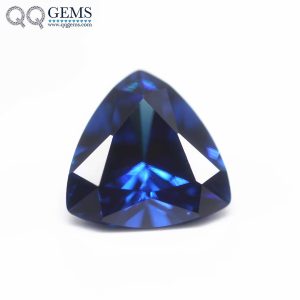 Sapphire Blue Color Cubic Zirconia Loose Gemstones Synthetic Bright Cut Trillion Shape CZ Stones 