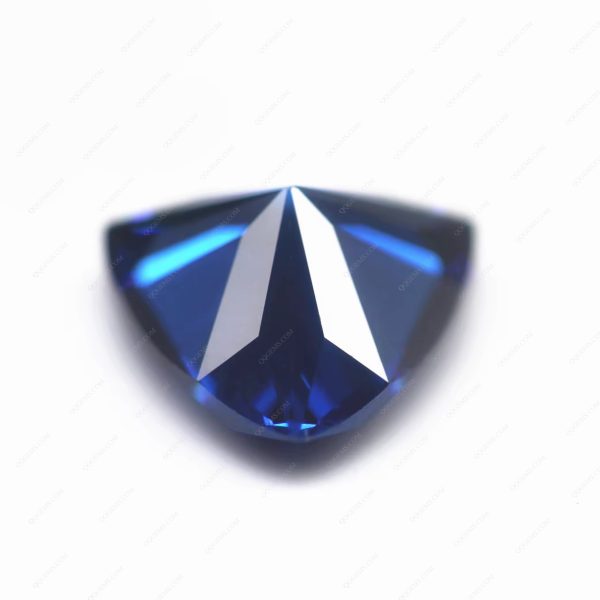 Sapphire Blue Color Cubic Zirconia Loose Gemstones Synthetic Bright Cut Trillion Shape CZ Stones  - Image 2