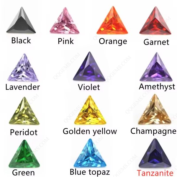 Black Color Machine Cut Triangle Cut Cubic Zirconia Loose Gemstones Synthetic Triangle Shape CZ Stones  - Image 6