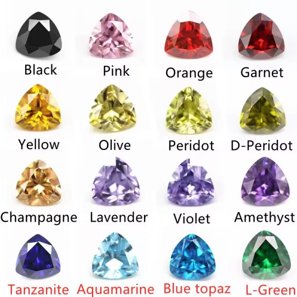Black Color Trillion Cut Cubic Zirconia Loose Gemstones Artificial Machine Cut Trillion Shape - Image 7