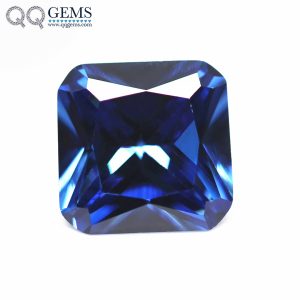 Sapphire Blue Cubic Zirconia Loose Gemstones Synthetic Diamond Cut square Corner Shape CZ Stone