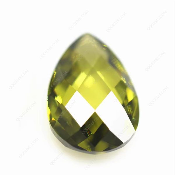 Peridot/D-peridot Pear Double Checker Board Cut Cubic Zirconia Gemstone Synthetic Grid Cut Pear Shape CZ Loose Stones - Image 5