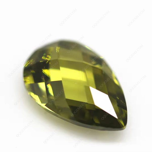 Peridot/D-peridot Pear Double Checker Board Cut Cubic Zirconia Gemstone Synthetic Grid Cut Pear Shape CZ Loose Stones - Image 2