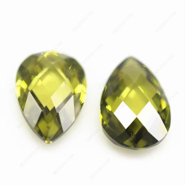 Peridot/D-peridot Pear Double Checker Board Cut Cubic Zirconia Gemstone Synthetic Grid Cut Pear Shape CZ Loose Stones - Image 6