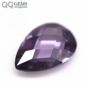 Amethyst/D-amethyst Pear Double Checker Board Cut Cubic Zirconia Gemstone Synthetic Grid Cut Pear Shape CZ Stones