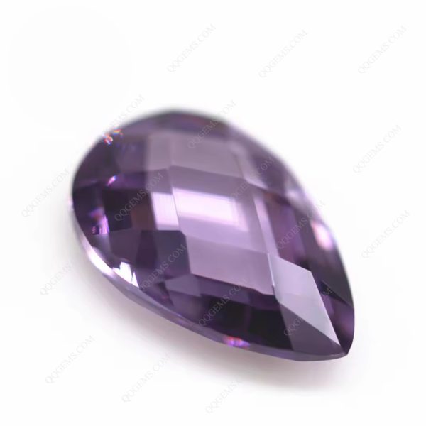 Amethyst/D-amethyst Pear Double Checker Board Cut Cubic Zirconia Gemstone Synthetic Grid Cut Pear Shape CZ Stones - Image 4