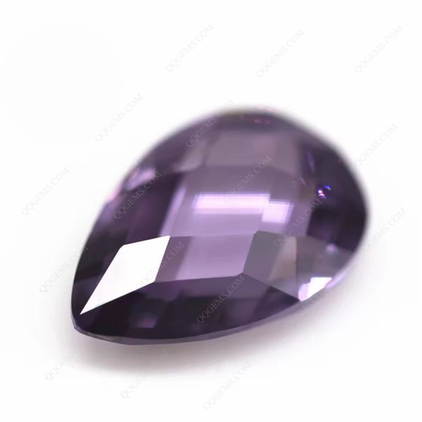 Amethyst/D-amethyst Pear Double Checker Board Cut Cubic Zirconia Gemstone Synthetic Grid Cut Pear Shape CZ Stones - Image 5