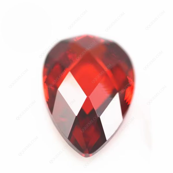 Garnet/D-garnet Pear Double Checker Board Cut Cubic Zirconia Loose Gems Synthetic Faceted Cut Pear Shape CZ Stones - Image 2