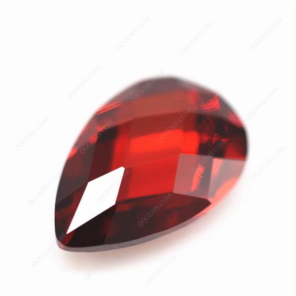 Garnet/D-garnet Pear Double Checker Board Cut Cubic Zirconia Loose Gems Synthetic Faceted Cut Pear Shape CZ Stones - Image 3