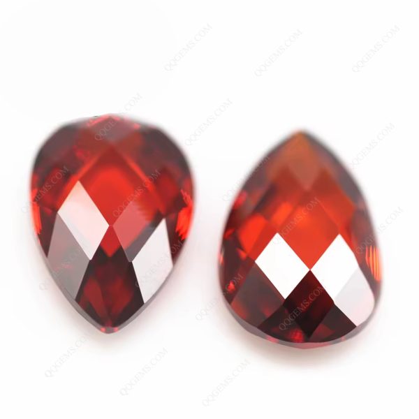 Garnet/D-garnet Pear Double Checker Board Cut Cubic Zirconia Loose Gems Synthetic Faceted Cut Pear Shape CZ Stones - Image 4