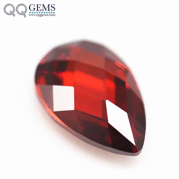 Garnet/D-garnet Pear Double Checker Board Cut Cubic Zirconia Loose Gems Synthetic Faceted Cut Pear Shape CZ Stones