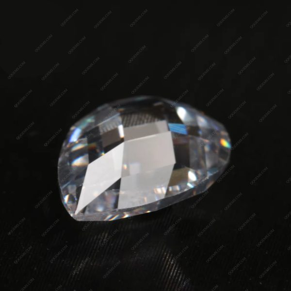 White Colorless Pear Double Checker Board Cut Cubic Zirconia Loose Gems Synthetic Faceted Cut Pear Shape CZ Stones - Image 2