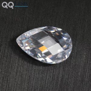 White Colorless Pear Double Checker Board Cut Cubic Zirconia Loose Gems Synthetic Faceted Cut Pear Shape CZ Stones